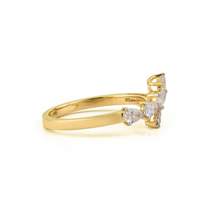 Minimal <b>Unique</b> Design 100% Natural Diamond Fine Stackable Bypass Ring Everyday Wear Pure K14 Yellow Gold <b>Gift</b> <b>For</b> <b>Her</b> Jewelry - Product Image 5