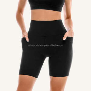 Shorts de cycliste taille haute 8 pouces pour femmes avec poches, entraînement en spandex, contrôle du ventre, shorts de course à pied, de yoga avec poches, vente en gros OEM - Product Image 2