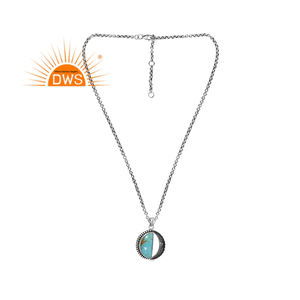 Último diseño 925 plata esterlina Natural Kingman turquesa piedra preciosa colgante collar joyería personalizada para mujer regalo para ella - Product Image 3