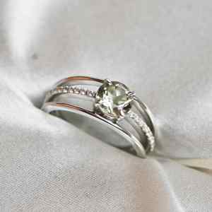 <b>Green</b> <b>Amethyst</b> 14k Gold Plated 925 Sterling Silver Luxury Wedding Engagement <b>Ring</b> Anniversary Party Gift for Women - Product Image 3