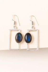 Blue Flashy Labradorite <b>Earrings</b> 925 Sterling <b>Silver</b> Minimalist Handmade <b>Dangle</b> Drop <b>Earrings</b> Natural Gemstone Jewelry Gift - Product Image 4