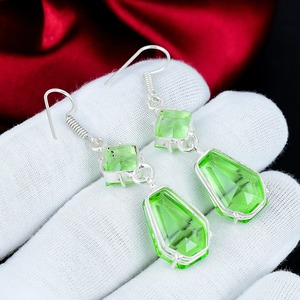 Boucles d'oreilles pendantes en améthyste verte, argent sterling 925, faites à la main, bijoux en améthyste verte, cadeaux de Noël pour elle - Product Image 3