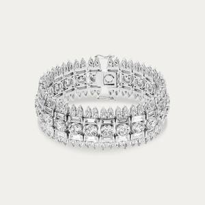 Joyería de Lujo para Novia, Cadena de Diamantes de Plata 925, Brazalete de Oro de 18k CVD/HPHT para Mujer, Corte Baguette y Pera, Color DEF, Claridad VVS VS - Product Image 2