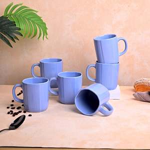 Juego de 6 Tazas de Café de Cerámica Esmaltada Azul Océano, 400ml/600ml, Estilo Nórdico, Diseño de Taza Personalizado - Product Image 2