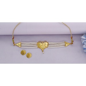Collar con pendientes Conjunto de joyería Latón puro chapado en oro Alta calidad Emiratos Árabes Unidos Collar indio Diseño Collar Conjunto de joyería - Product Image 3