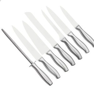 Juego de Cuchillos de Cocina Profesionales de 7 Piezas con Bloque de Madera, Mangos de Acero Inoxidable y Varilla de Afilado para Cortar Verduras y Carne - Product Image 5
