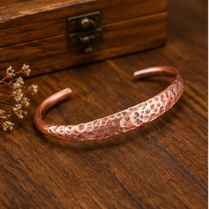 Handmade Copper Cuff Bracelet Hammered Finish Solid Metal Fashionable Jewelry Bangle Exquisite Design - Product Image 6