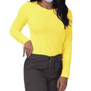 T-shirt sous-blouse d'infirmière respirant à manches longues, coupe ajustée, col rond, best-seller - Product Image 4