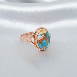 Blue Oyster Turquoise Oval <b>Ring</b> 925 Sterling Silver Handmade Boho <b>Statement</b> <b>Ring</b> Vintage Tribal Jewelry Gift for Women Unisex - Product Image 5