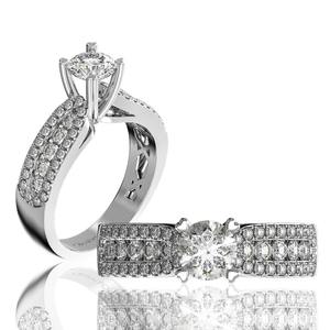 Luxury Triple-Row Pavé Moissanite <b>Ring</b> 5.4mm for Women Vietnam Jewelry Glosbe & Co Engagement <b>Ring</b> Elegant Design - Product Image 5