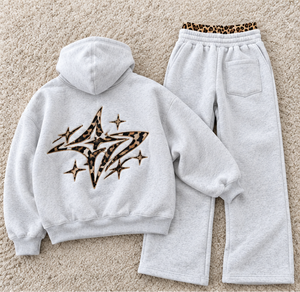Conjunto Deportivo Unisex con Sudadera con Estampado de Leopardo Montana y Pantalones de Doble Cintura, de Peso Medio, Antipilling, Manga Larga, para Otoño, Color Gris - Product Image 2