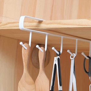 Étagère métallique sous-armoire avec crochets pour ustensiles de cuisine et rangement de tasses, design minimaliste, type crochet durable - Product Image 2