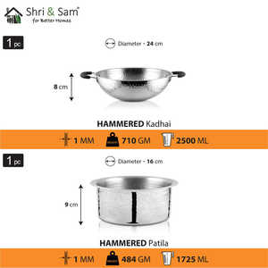 2 PCS Batterie de cuisine légère en acier inoxydable martelé Essentials Kitchen Essentials - Product Image 3