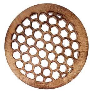 Round Geometric Cut Out Wooden <b>Trivet</b> Interlocking Line Heat Resistant Hot Pad Premium Food Warmers and Casseroles Cup Mat - Product Image 5