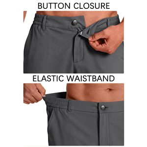 Pantalones cortos de golf grises para hombre, pantalones cortos casuales de verano de cintura media con bolsillo con cremallera, pantalones deportivos transpirables de color sólido para jugar al golf - Product Image 6
