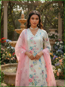 ชุดสูทผ้าฝ้ายสีขาวพิมพ์ลายชิฟฟ์ลี - Product Image 4