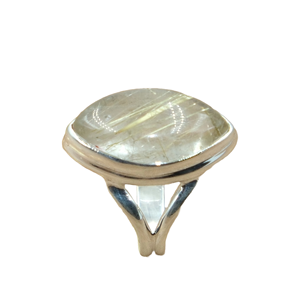 แหวนควอตซ์รูไทล์สีทอง แหวนเงินแท้ 925 แหวนสเตทเมนท์ แหวนสัญญาสำหรับเธอ แหวนสำหรับผู้หญิง ของขวัญคริสต์มาสสำหรับภรรยา - Product Image 1