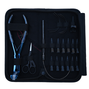ชุดอุปกรณ์ต่อผมสำหรับร้านเสริมสวยแบบขายส่ง คีมต่อผมแบบเทปสีน้ำเงิน เครื่องมือทำห่วงลวด กรรไกรขนาดเล็ก ที่หนีบผมแบบแยกแสก และกิ๊บหนีบผมแบบปากเป็ด - Product Image 1