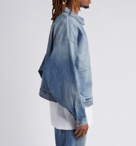 Mens Vintage <b>Denim</b> <b>Jacket</b> Trendy Casual Outerwear Street Style Fashion <b>Lightweight</b> Daily Wear Coat with Front Logo Winter - Product Image 2