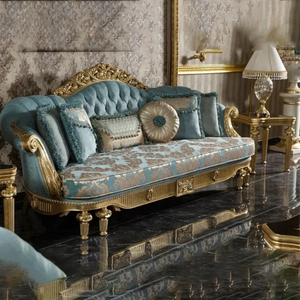 ชุดโซฟาห้องนั่งเล่นดีไซน์ฝรั่งเศสทรงสี่เหลี่ยม ทำจากไม้มะฮอกกานีเนื้อแข็ง แกะสลักด้วยมือ หุ้มเบาะอย่างหรูหรา เฟอร์นิเจอร์คุณภาพสูง ผลิตในอินโดนีเซีย - Product Image 3