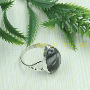 Natural Zebra Jasper Gemstone 925 Silver <b>Ring</b> Handmade Teardrop Cabochon Stone <b>Statement</b> <b>Ring</b> Vintage Boho Jewelry Women Gift - Product Image 2