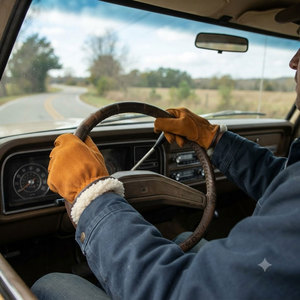 Leather Work <b>Gloves</b> Full Smooth Texture Durable Anti-Slip Straight Cuff General Purpose Safety <b>Gloves</b> - Product Image 2