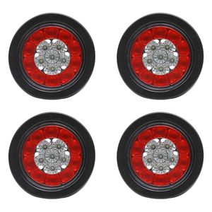 4 Pezzi Luci Posteriori Rotonde a LED da 4 Pollici con Anello in Gomma, 16 LED, 12V, Luce di Stop e Indicatore Bicolore per Rimorchi e Camion - Product Image 1