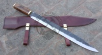 Couteau Viking long en acier haute teneur en carbone forgé à la main, lame de 14 pouces avec manche en bois de noyer et pommel en laiton, couteau Seax médiéval de collection