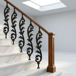 Balustre victorien en fonte noire à motifs floraux pour garde-corps d'escalier - Product Image 5