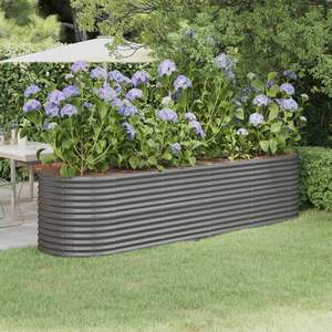 Grand lit de jardin surélevé en acier gris thermolaqué, durable, pour pots et jardinières - Product Image 1