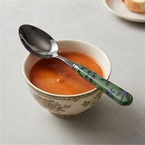 Ensemble de couverts en acier inoxydable à manche floral avec couteau, fourchette et cuillère, motif vert, pour utilisation sur table - Product Image 3