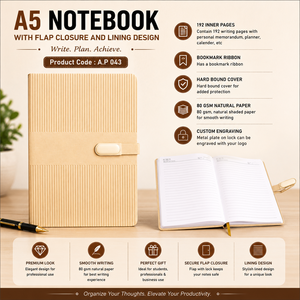 Carnet en cuir A5, bloc-notes relié rigide avec fermeture à rabat en métal, papier d'écriture 80 g/m², pour le bureau, cadeau - Product Image 3