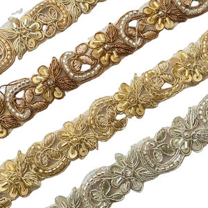 KUSHANG Bordure en dentelle Jalebi à fil métallique, broderie personnalisée, couleur sur mesure, motif écossais vintage, tissu doux, style indien pakistanais - Product Image 1