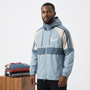 Veste à capuche pour homme, coupe-vent, color block, fermeture éclair, style sportif, pour l'automne, coupe classique, extérieur en polyester, doublure en nylon - Product Image 4