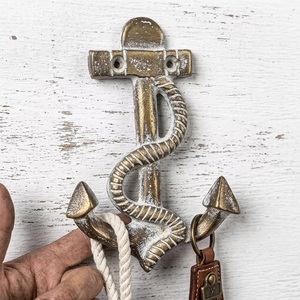 <b>Beads</b> Art CIH 212 Rustic Cast Iron Anchor Wall Hook Handmade Decorative Single Hook for Home Office Use - Product Image 3