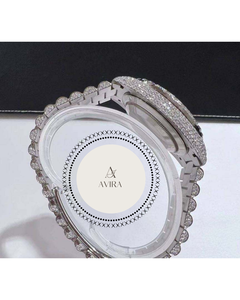 Montre entièrement sertie de diamants avec cadran blanc en or blanc, montres à quartz pour la vente à l'exportation, montre diamantée Hip Hop - Product Image 5