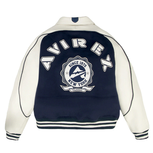 แจ็คเก็ตหนังวัวแท้ 100% แบบสั่งทำพิเศษสำหรับผู้ชาย ยี่ห้อ Avirex คุณภาพพรีเมียม ขนาดสั่งทำได้ พร้อมปักลาย Avirex - Product Image 2