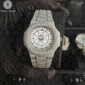 Montre de luxe Charm_Jewels en acier inoxydable, boîtier de 40 mm, incrustée de diamants, mouvement mécanique analogique, étanche 10 bars, automatique - Product Image 2