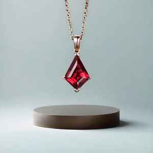 Collar de Granate Rojo Kite para Mujer, Gema, Regalo de Aniversario, Regalo para Madre, Plata 925, Chapado en Oro Rosa de 14k, Colgante - Product Image 3