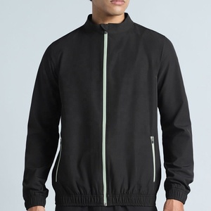 Custom Wholesale Men Lightweight Windbreaker Jacket Contrast <b>Stand</b> Collar Zip Up Dark <b>Grey</b> <b>Coat</b> Casual Track Jacket Outerwear - Product Image 4