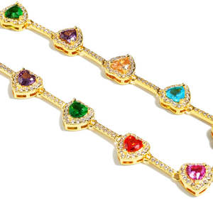Collier avec pendentif en forme de cœur en argent sterling 925 de qualité supérieure, zircon cubique coloré, bijoux multicolores pour femmes, cadeau de luxe - Product Image 4