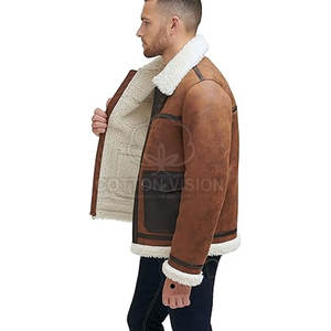 Veste en cuir véritable pour homme, doublée de fourrure, chaude pour l'hiver, veste en peau de mouton pour homme, taille adulte - Product Image 4