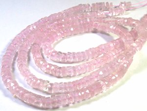 Natural <b>Rose</b> Quartz Pink Faceted Heishi Shape 6.5mm Center Drilled Beads 16" Inch <b>Top</b> Grade Gemstone for Jewelry Making - Product Image 2