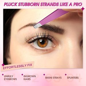 9 pinces à épiler de précision incurvées et pointues en acier inoxydable pour sourcils, poils incarnés et points noirs - Aiguille tranchante écologique - Product Image 3