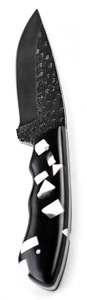 Custom Handmade Forged Fixed Blade Outdoor Camping Utility Knife with Mosaic Inlay <b>Resin</b> Handle - Product Image 3