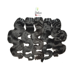 Cheveux Remy indiens non traités, soyeux et doux, couleur noire, ondulés, à pointes épaisses et coupées brutes, cuticules alignées, pour femmes - Product Image 2