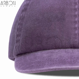 Nouvelles casquettes 6 panneaux vierges de haute qualité en coton sergé lavé respirant violet uni avec boucle métallique réglable pour l'extérieur - Product Image 6