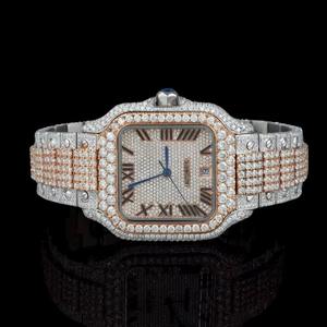 นาฬิกาข้อมือสแตนเลสสตีลคุณภาพส่งออก ดีไซน์หรูหรา หน้าปัดสี่เหลี่ยม กลไก ETA ประดับเพชรโมอิสซาไนต์ ควอตซ์ พร้อมหน้าปัดเรืองแสง มีจำหน่ายแล้ว - Product Image 1