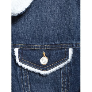 Veste en jean polaire vintage pour homme, délavée foncée, épaisse, thermique, col rabattable, respirante, coupe-vent, avec fermeture frontale - Product Image 6