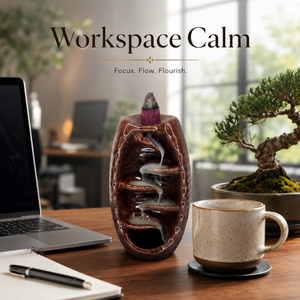 Brown Ceramic Backflow <b>Incense</b> Burner Waterfall Smoke Cascade <b>Cone</b> Holder | Handmade Aromatherapy Home Decor OEM Wholesale Maker - Product Image 2